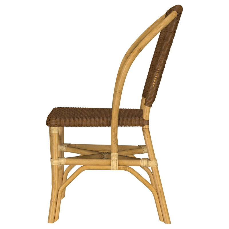 Lexley Woven Rattan Dining Side Chair Brown (Set of 2) - detail 6