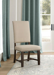 Twain Upholstered Dining Side Chair Beige (Set of 2) - alternate view