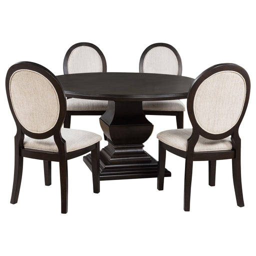 Twyla 5-piece Round Wood Dining Room Table Set Dark Cocoa - alternate view