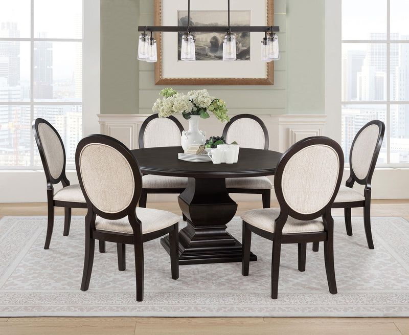 Twyla 60-inch Round Wood Dining Room Table Dark Cocoa - detail 7