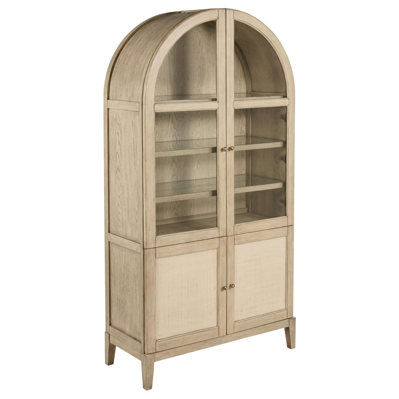 Kailani 4-Door Cane Dining Vitrine Display Cabinet Beige Oak - alternate view