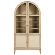 Kailani 4-Door Cane Dining Vitrine Display Cabinet Beige Oak - detail 3