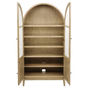 Kailani 4-Door Cane Dining Vitrine Display Cabinet Beige Oak - detail 4