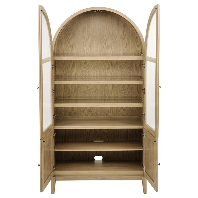 Kailani 4-Door Cane Dining Vitrine Display Cabinet Beige Oak - detail 4