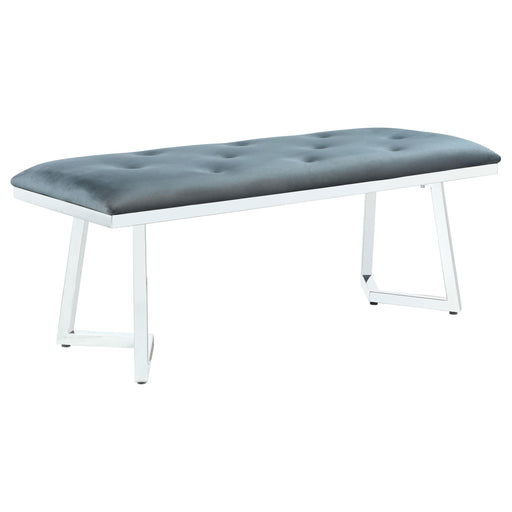 Beaufort Velvet Upholstered Dining Bench Steel Grey - alternate view