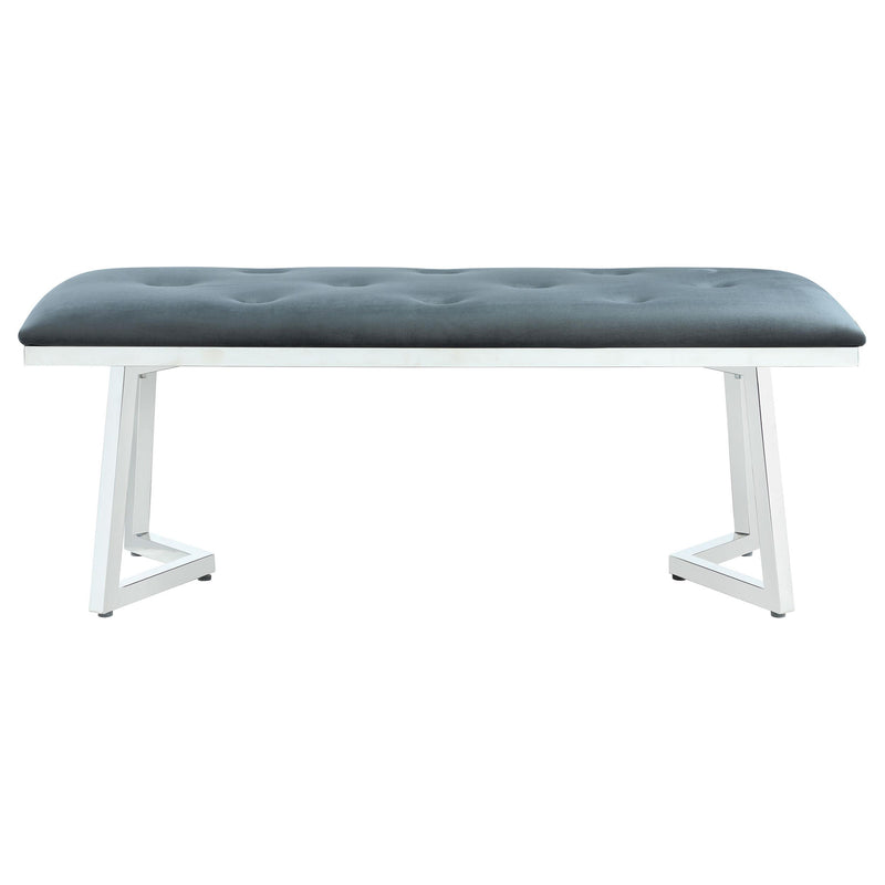 Beaufort Velvet Upholstered Dining Bench Steel Grey - detail 3