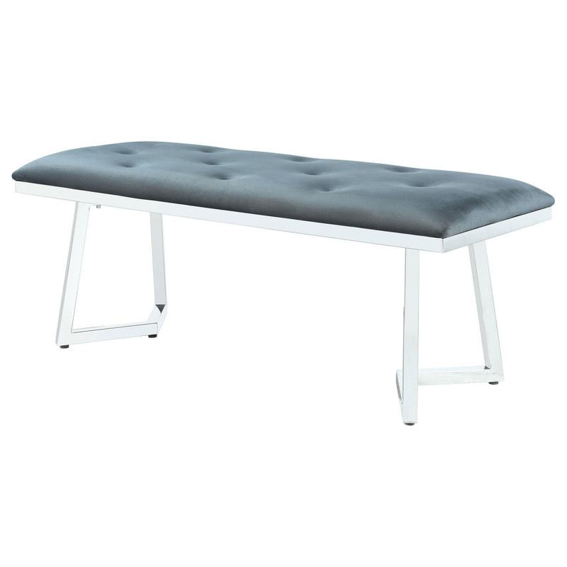 Beaufort Velvet Upholstered Dining Bench Steel Grey - detail 4