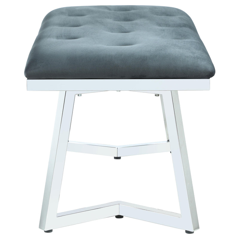 Beaufort Velvet Upholstered Dining Bench Steel Grey - detail 5