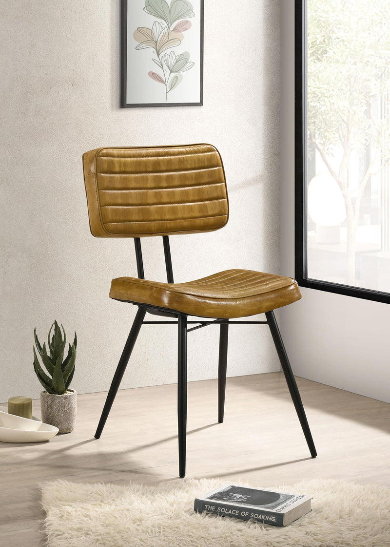 Misty Leather Upholstered Dining Side Chair Camel (Set of 2) - alternate view
