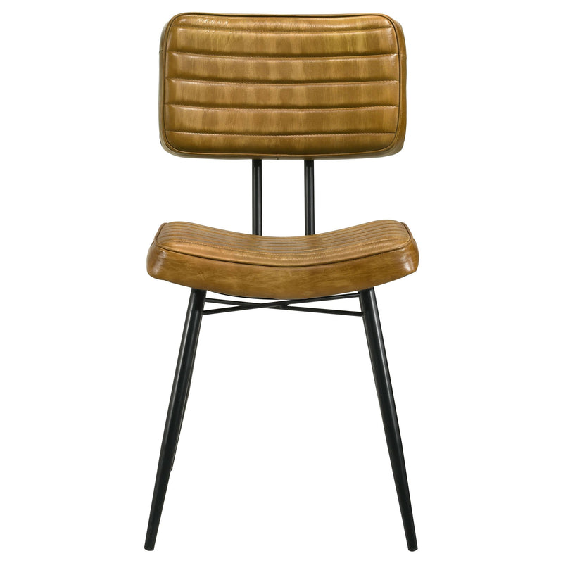 Misty Leather Upholstered Dining Side Chair Camel (Set of 2) - detail 4