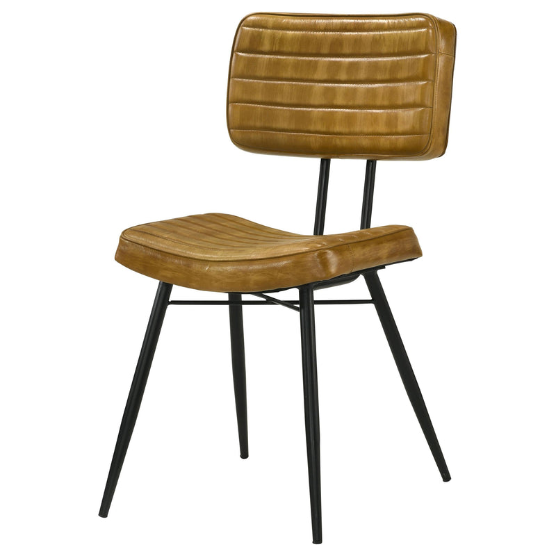 Misty Leather Upholstered Dining Side Chair Camel (Set of 2) - detail 5