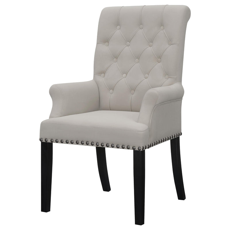 Alana Velvet Upholstered Dining Arm Chair Sand - detail 4