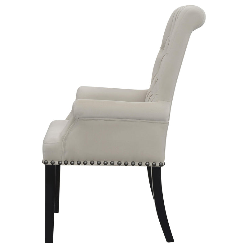Alana Velvet Upholstered Dining Arm Chair Sand - detail 5