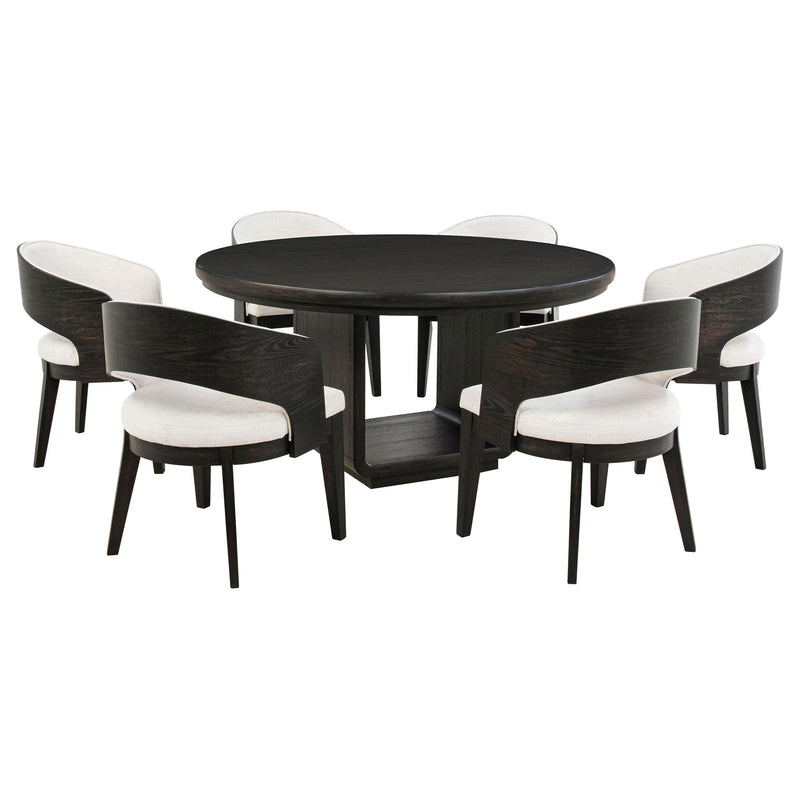 Leandro 7-piece Round Dining Table Set Burnished Black - alternate view