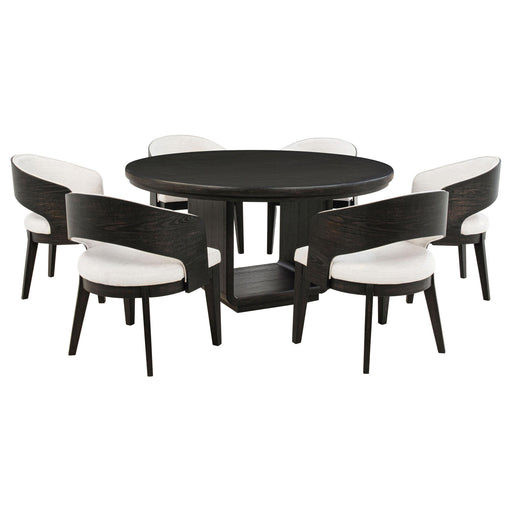 Leandro 7-piece Round Dining Table Set Burnished Black - alternate view