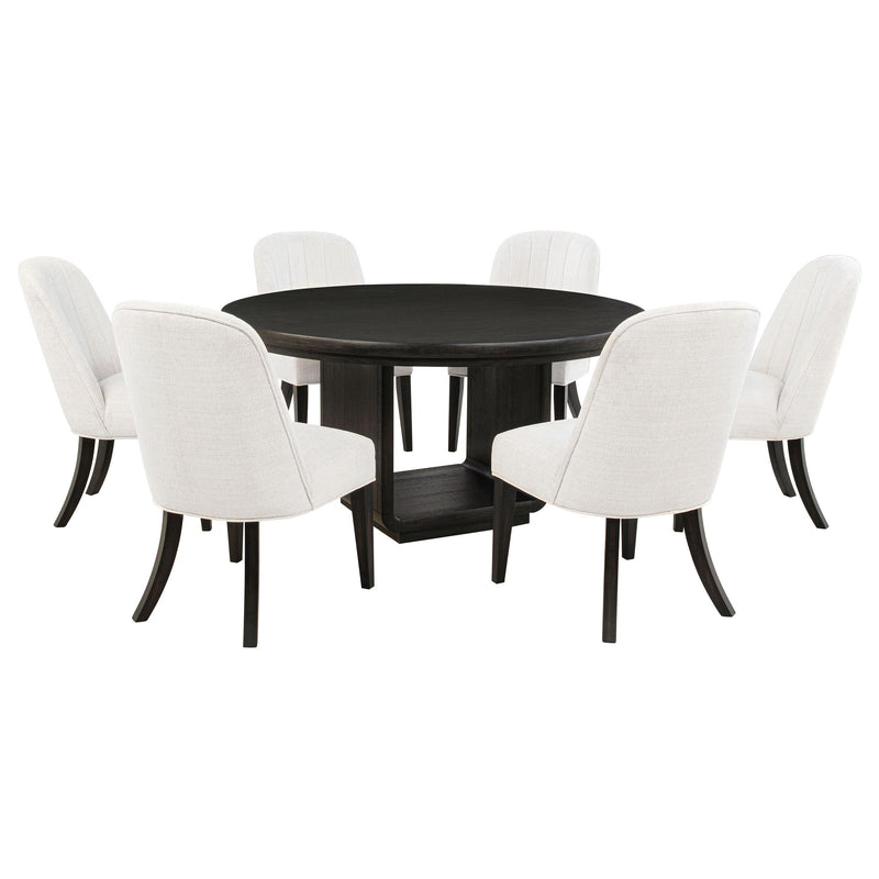 Leandro 7-piece Round Dining Table Set Burnished Black - alternate view