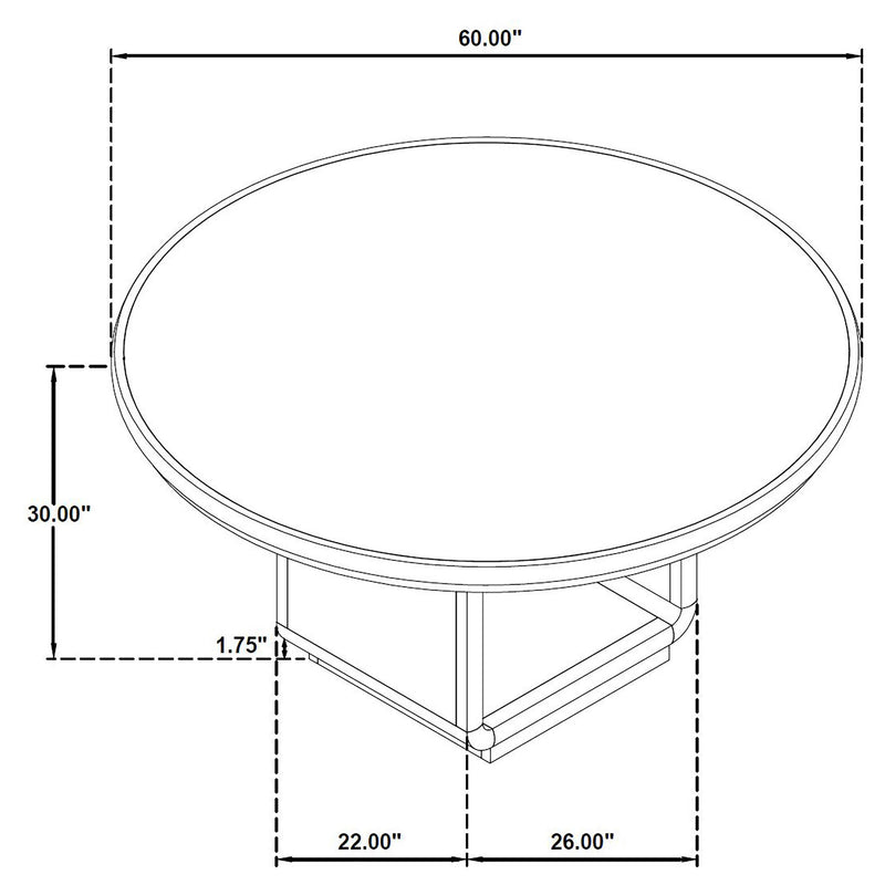 Leandro 60-inch Round Dining Table Burnished Black - detail 7