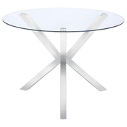 Vance Round 41-inch Glass Top Asterisk Dining Table Chrome - alternate view