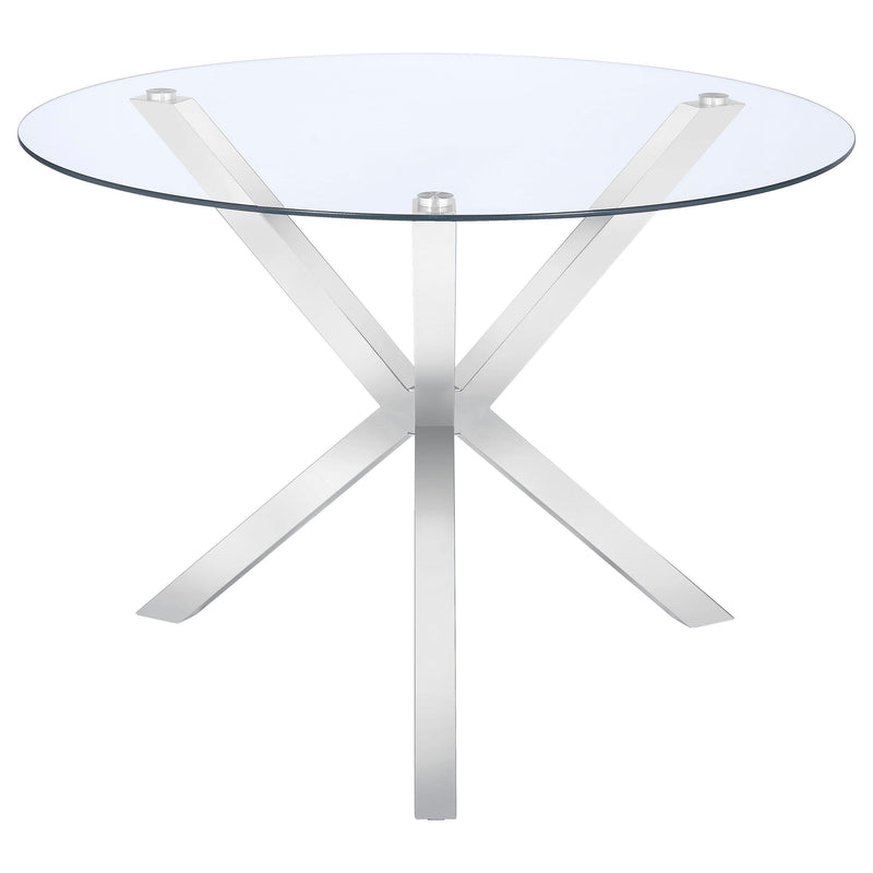 Vance Round 41-inch Glass Top Asterisk Dining Table Chrome - alternate view