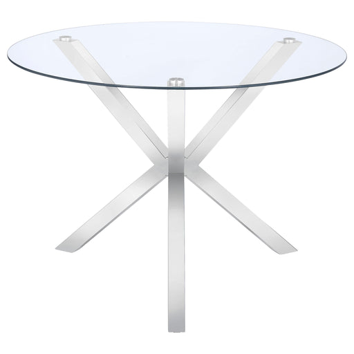 Vance Round 41-inch Glass Top Asterisk Dining Table Chrome - alternate view