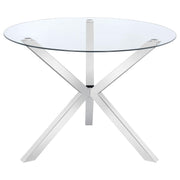 Vance Round 41-inch Glass Top Asterisk Dining Table Chrome - detail 3