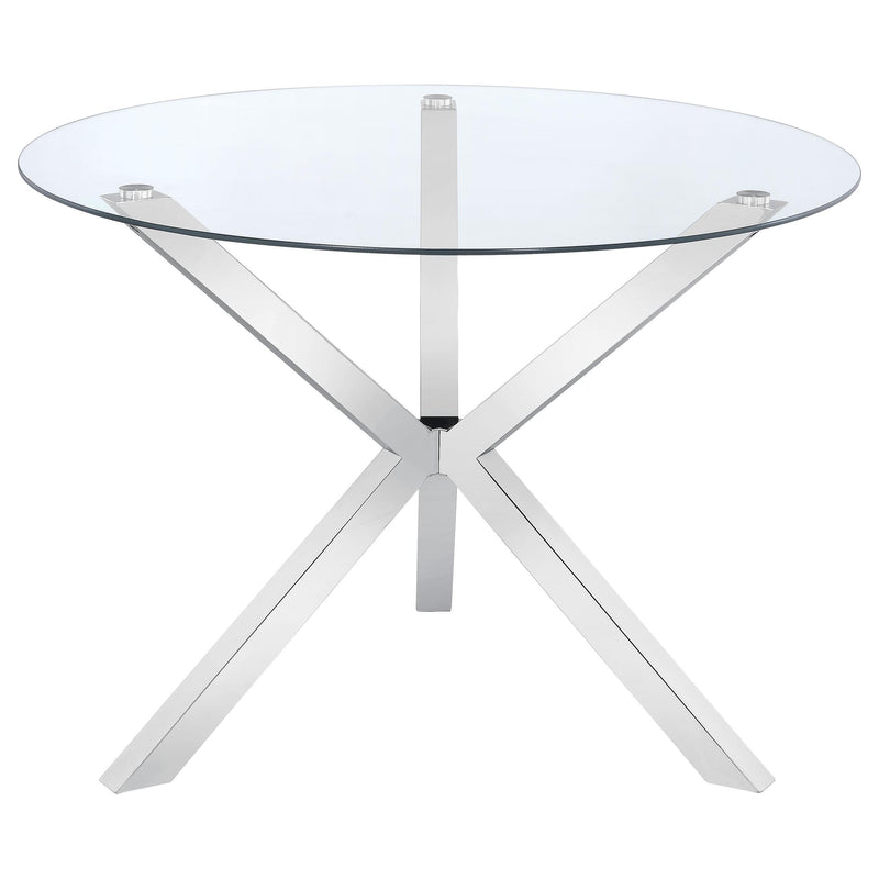 Vance Round 41-inch Glass Top Asterisk Dining Table Chrome - detail 3