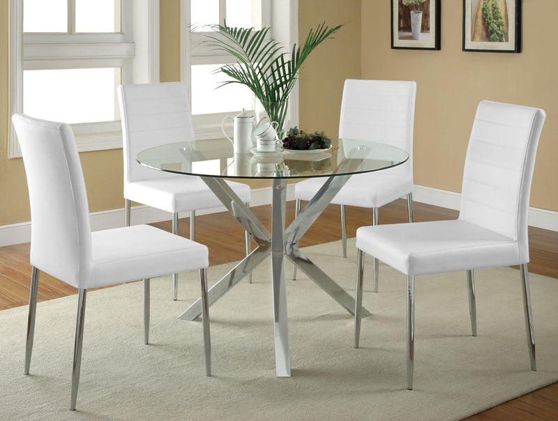 Vance Round 41-inch Glass Top Asterisk Dining Table Chrome - detail 5