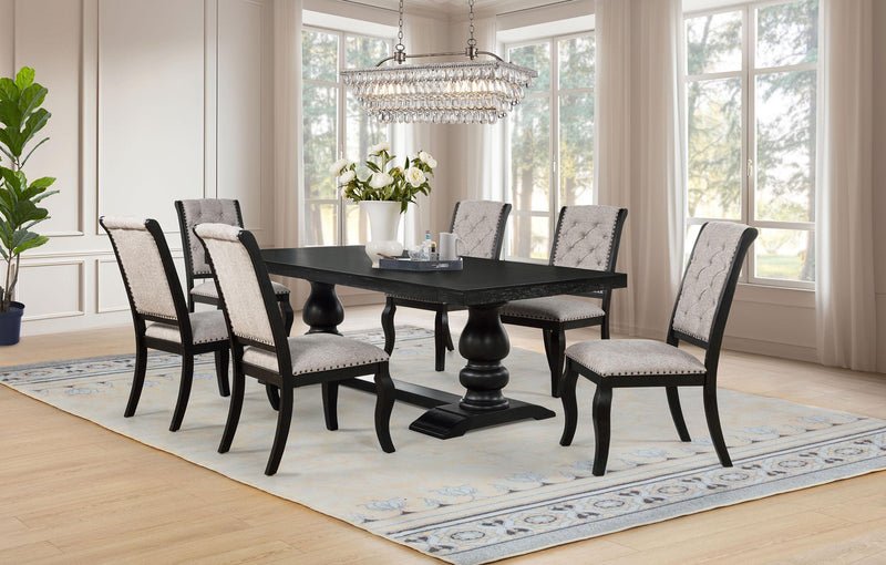 Phelps 7-piece Rectangular Dining Table Set Distressed Noir