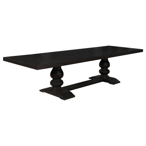 Phelps 123-inch Extension Leaf Dining Table Distressed Noir - alternate view