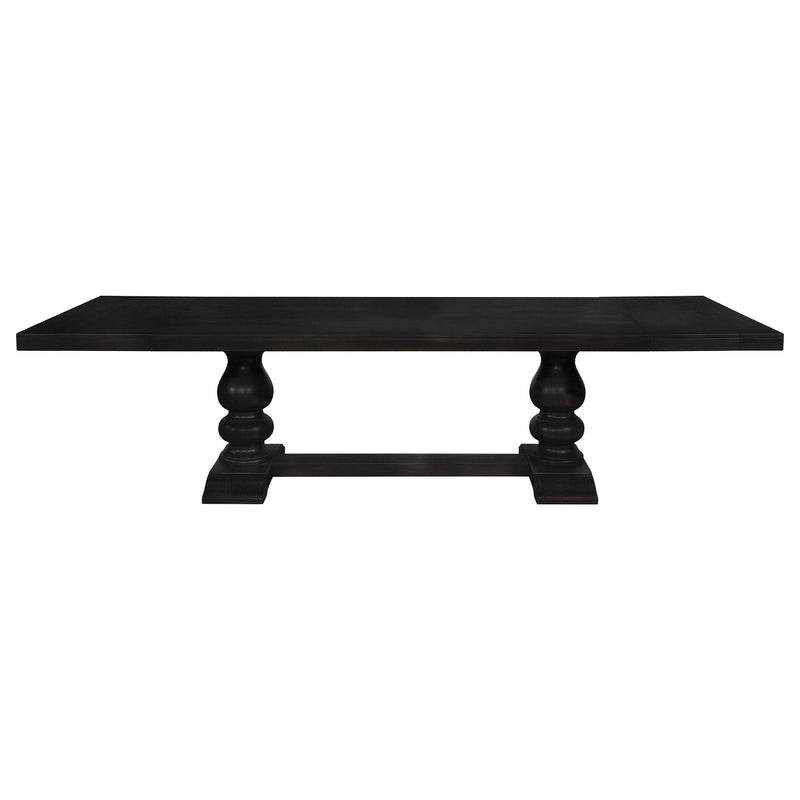 Phelps 123-inch Extension Leaf Dining Table Distressed Noir - detail 3