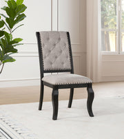 Phelps Upholstered Dining Side Chair Tan Distressed Noir (Set of 2) - alternate view