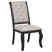 Phelps Upholstered Dining Side Chair Tan Distressed Noir (Set of 2) - detail 3