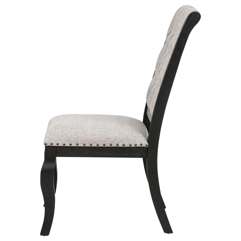 Phelps Upholstered Dining Side Chair Tan Distressed Noir (Set of 2) - detail 6