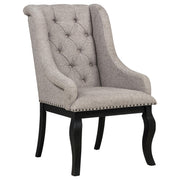 Phelps Upholstered Dining Arm Chair Tan Distressed Noir (Set of 2) - detail 3