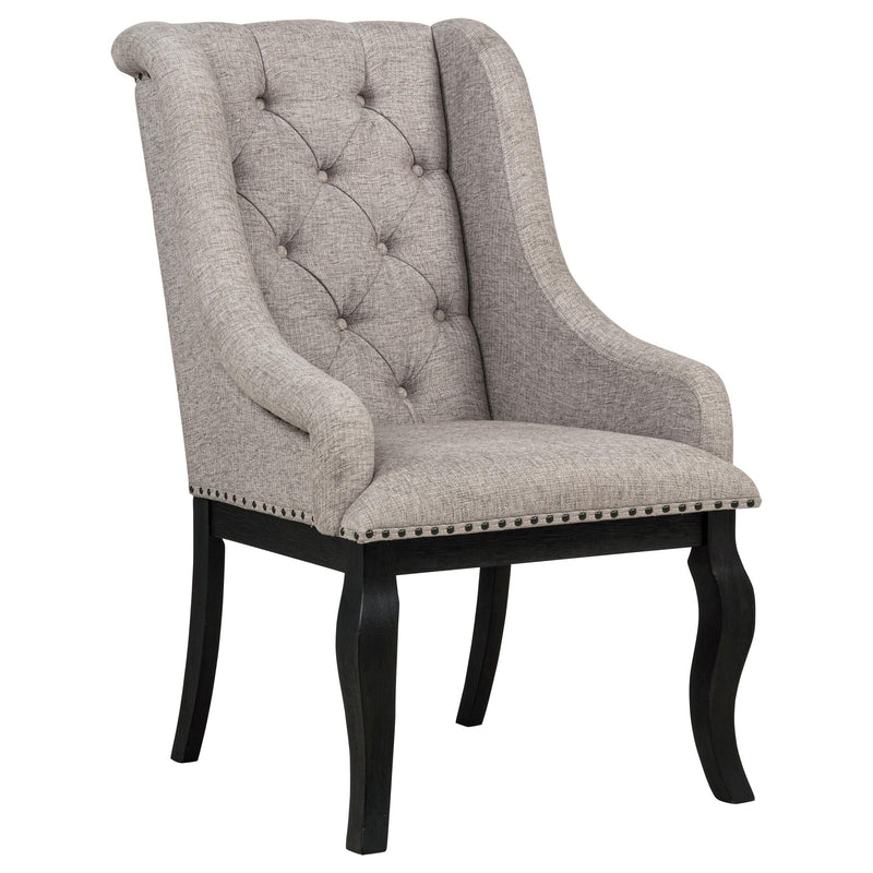 Phelps Upholstered Dining Arm Chair Tan Distressed Noir (Set of 2) - detail 3