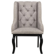 Phelps Upholstered Dining Arm Chair Tan Distressed Noir (Set of 2) - detail 4