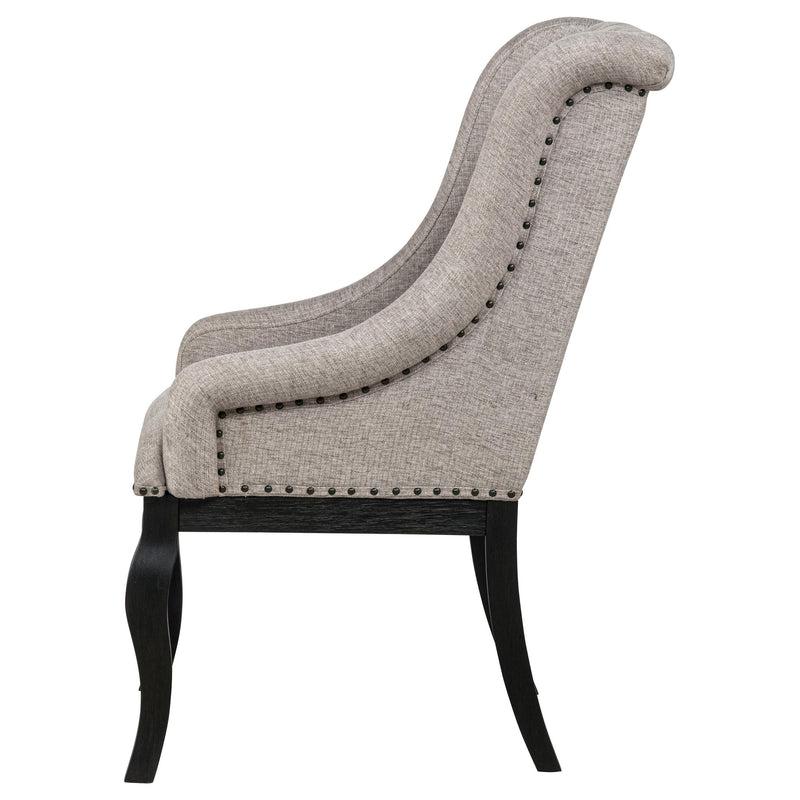 Phelps Upholstered Dining Arm Chair Tan Distressed Noir (Set of 2) - detail 6