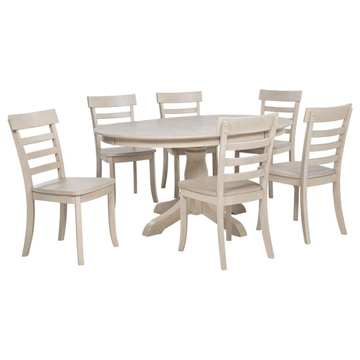 Orrison 7-piece Oval 62-inch Extension Leaf Dining Set Linen - alternate view