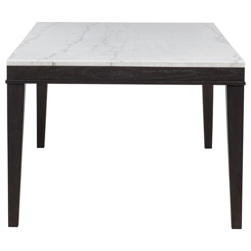 Averill 7-piece White Marble Top Dining Set Dark Grey and Coffee Bean - detail 5