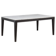 Averill 72-inch Rectangular White Marble Top Dining Table Coffee Bean - alternate view