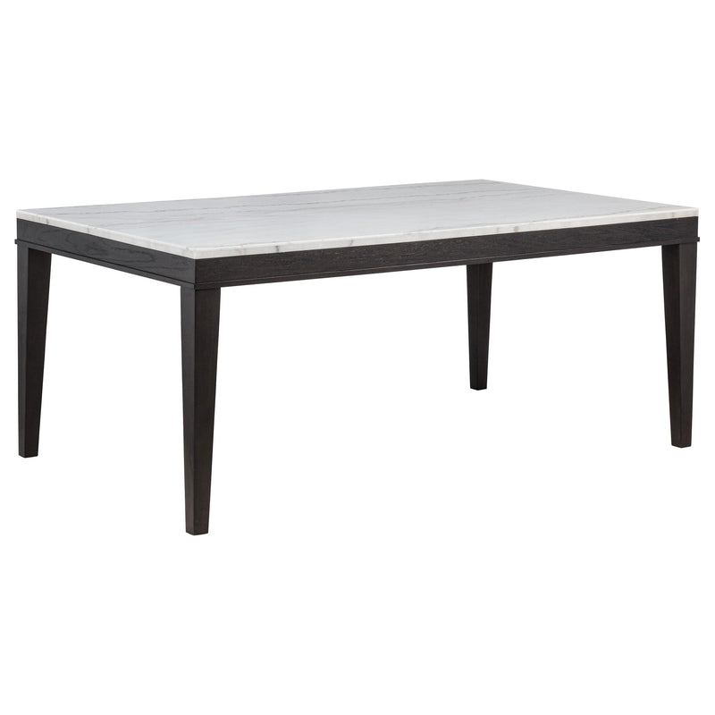 Averill 72-inch Rectangular White Marble Top Dining Table Coffee Bean - alternate view