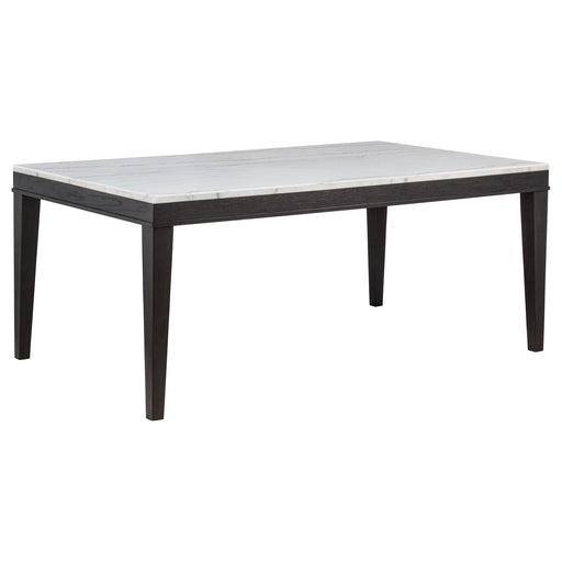 Averill 72-inch Rectangular White Marble Top Dining Table Coffee Bean - alternate view