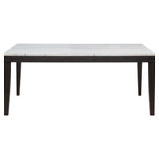 Averill 72-inch Rectangular White Marble Top Dining Table Coffee Bean - detail 3