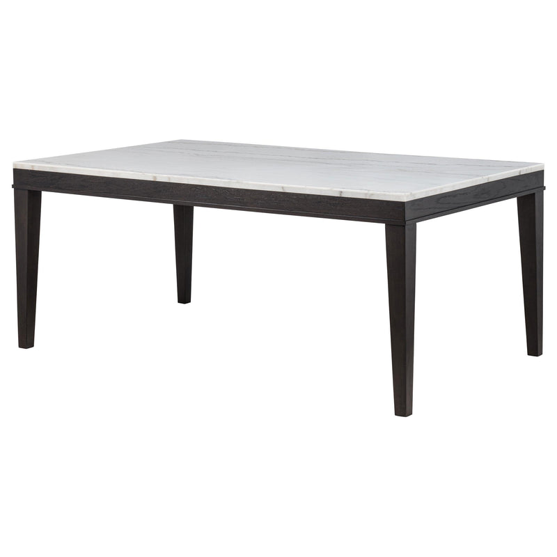 Averill 72-inch Rectangular White Marble Top Dining Table Coffee Bean - detail 4