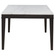 Averill 72-inch Rectangular White Marble Top Dining Table Coffee Bean - detail 5