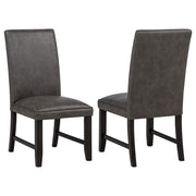 Averill Faux Leatherette Upholstered Dining Side Chair Dark Grey (Set of 2)