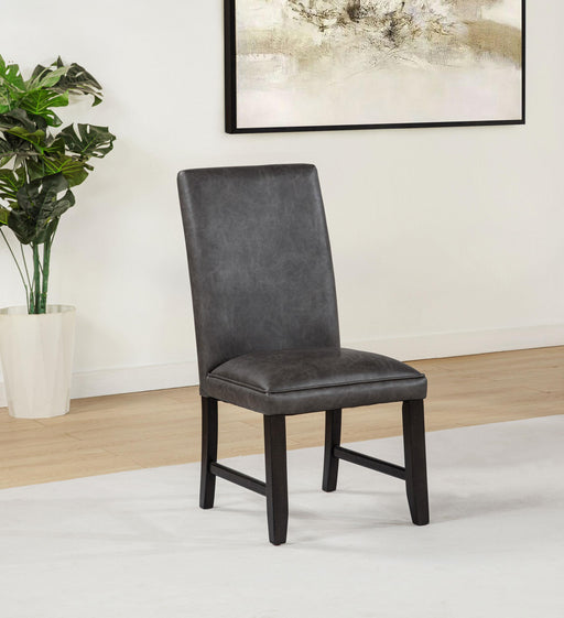 Averill Faux Leatherette Upholstered Dining Side Chair Dark Grey (Set of 2) - alternate view