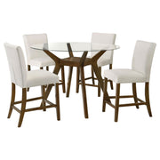 Paxton 5-piece Round Glass Top Counter Height Dining Set Beige - alternate view