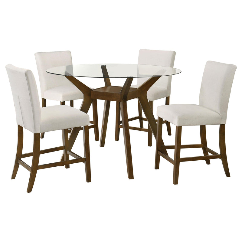 Paxton 5-piece Round Glass Top Counter Height Dining Set Beige - alternate view