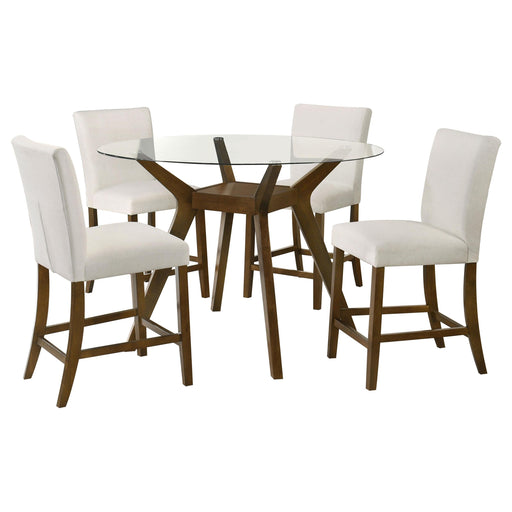 Paxton 5-piece Round Glass Top Counter Height Dining Set Beige - alternate view